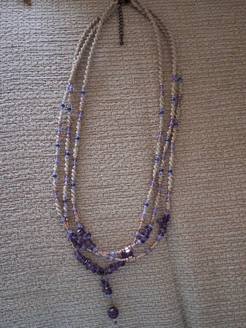 Layered Purple Beaded Necklace with Dangle Accent HELPBLACKIE🐕  RECOVERY PLEASE